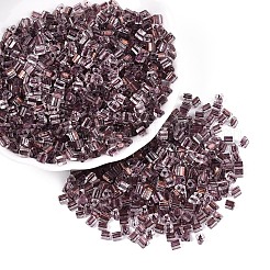 内側が透明な色のガラスシードビーズ  三角形  サドルブラウン  3.4x3.4~3.8x3.4~3.8mm  穴：1mm  約7500個/ポンド&nbsp;SEED-T007-13K