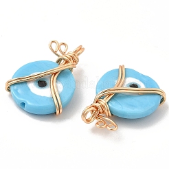 Wire Wrapped Handmade Lampwork Pendants&nbsp;KK-E076-03G-02