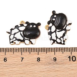 プリントされた304ステンレススチールのエナメルペンダント  乳牛のお守り  イオンプレーティング（ip）  18KGP本金メッキ  ブラック  16x22x4mm  穴：1mm&nbsp;SA-CBADC81-08G-01