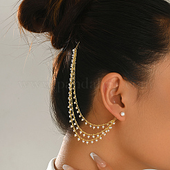 Brass Plastic Pearl Round Beads Long Stud Dangle Earrings for Women&nbsp;CY5382