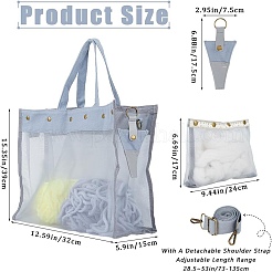 PVCショルダーヤーン収納バッグ1個  長方形  銀  32x39x15cm&nbsp;DIY-CP0011-52A