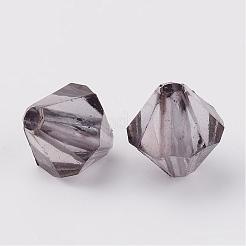 カット加工ダブルコーンクリアアクリルビーズ  染め  グレー  4mm  穴：1mm  約13000個/500g&nbsp;DBB4mm-60