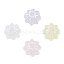 レインボー虹色メッキアクリルビーズ  キラキラビーズ  花  ミックスカラー  18.5x18.5x14mm  穴：3.5mm&nbsp;OACR-N010-074