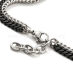 Two Tone 304 Stainless Steel Wheat Chains Double Layer Multi-strand Bracelets&nbsp;BJEW-D030-08EB