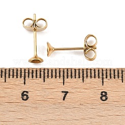 304ステンレススチールスタッドピアス金具  フラットラウンド  イオンプレーティング（ip）  カボションセッティング  18KGP本金メッキ  12.7x4mm  ピン：0.7x12mm&nbsp;STAS-D389-03B-G
