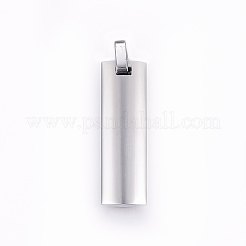 変色しない304ステンレススチールペンダント  主の祈りの十字架の長方形  ステンレス鋼色  37x11.5x5mm  穴：6x4.5mm&nbsp;LS-STAS-O103-25C