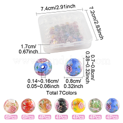 32Pcs 7 Colors Handmade Gold Sand Lampwork Beads&nbsp;LAMP-FS0001-30
