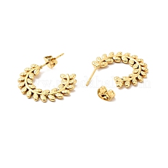 Ion Plating(IP) 304 Stainless Steel Olive Leaf Wrap Stud Earrings&nbsp;EJEW-A076-01G