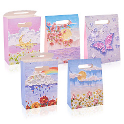 5Pcs 5 Styles Printed Paper Gift Tote Bags&nbsp;ABAG-TA0001-53