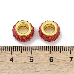 合金ラインストーン粘土パヴェビーズ  ロンデル  クリムゾン  11.5x6.5mm  穴：5mm&nbsp;ALRI-D300-04G-16