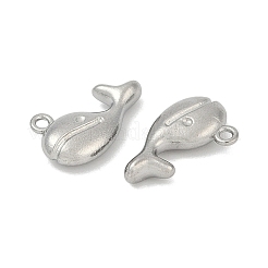 304ステンレススチールチャーム  変色防止  ステンレス鋼色  クジラ  8.5x14x3.5mm  穴：1.2mm&nbsp;STAS-E500-13P-03
