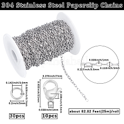 304ステンレススチールのペーパークリップチェーンネックレス/ブレスレット作りキット  ステンレス鋼色  5.5x3x1mm&nbsp;DIY-BBC0002-52