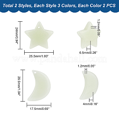 12Pcs 6 Styles Synthetic Luminous Stone Pendants&nbsp;G-GA0001-64B