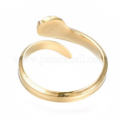 304ステンレススチール製スネークラップオープンカフリング、女性用  ゴールドカラー  usサイズ7（17.3mm）&nbsp;RJEW-T023-78G