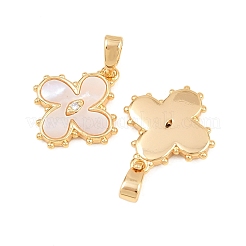 Brass Micro Pave Cubic Zirconia Pendants&nbsp;KK-H538-07G