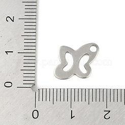 変色しない201ステンレススチールチャーム  バタフライチャーム  ステンレス鋼色  10x11x1mm  穴：1.8mm&nbsp;STAS-C108-30P