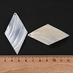 天然石シェルビッグサイズペンダントトップ  菱形チャーム  貝殻色  60~64.5x32.5~34x1.5~3mm  穴：1.4~1.5mm&nbsp;BSHE-S304-13