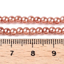 ベーキングペイント、ガラスパールビーズの連  パールカラーの  ラウンド  ダークサーモン  3~4mm  穴：0.5mm  約195個/連  23.6インチ&nbsp;HY-Q003-3mm-50-A
