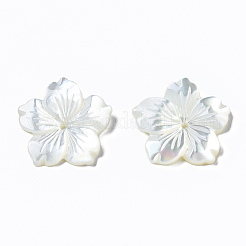 パールシェルビーズの天然な白いシェルマザーオブパール  花  17.5x18x3mm  穴：1mm&nbsp;SSHEL-T014-42C