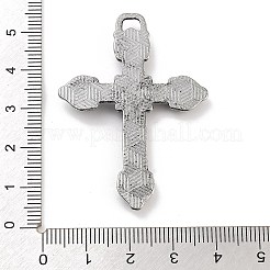 クロス合金ラインストーンチャーム  アンティークシルバー  シャム  50x35.5x4mm  穴：4.5x2mm&nbsp;FIND-U006-15AS-05
