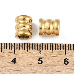イオンプレーティング（IP）202ステンレスビーズ  段ボール柱  18KGP本金メッキ  7x8mm  穴：4mm&nbsp;STAS-Q336-15G