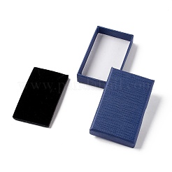 ペーパー スポンジ マット ネックレス ボックス  長方形  ダークブルー  8x5x1.7cm  内径：7.2x4.3x1のCM&nbsp;OBOX-G018-02E