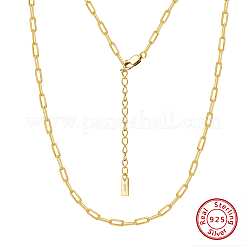 女性用スターリングシルバーペーパークリップチェーンネックレス925個  14KGP本金メッキ  14.09インチ（35.8cm）&nbsp;NJEW-H048-04G