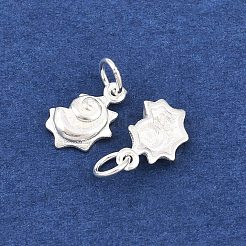 スターリングシルバーのシェル型チャーム925個  スタンプ925個付き  銀  9x5x2mm  丸カン：3.8x0.7ミリ  2.6mm内径&nbsp;STER-I023-01S-01