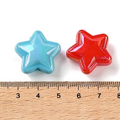 UVメッキ不透明アクリルビーズ  虹色の  スター  ミックスカラー  22x23x10mm  穴：3mm&nbsp;AC-CBAEAA8-15