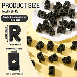 アクリルヨーロピアンビーズ  大穴ビーズ  文字r  21x17.5x13.5mm  穴：6mm&nbsp;OACR-TAC0013-14R