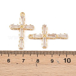 304ステンレスペンダント  クロス  ラインストーン付き  18KGP本金メッキ  PVD真空メッキ  クリスタル  28x17.5x3mm  穴：1.6mm&nbsp;STAS-C158-05G-02