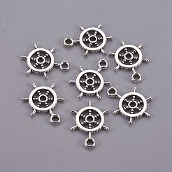 チベット風合金ヘルムペンダント  カドミウムフリー＆ニッケルフリー＆鉛フリー  アンティークシルバー  19x14x1mm  穴：2mm&nbsp;TIBEP-16625-AS-NR