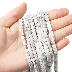 天然石ハウライトビーズ連売り  艶消し  ハート  6x6.5x2.5mm  穴：0.8mm  約75~76個/連  15.12''~15.16''（38.4~38.5センチメートル）&nbsp;G-A272-A01-08