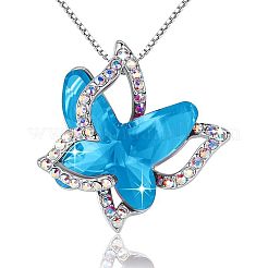 Butterfly Brass Pave Glass Birth Stone Pendant Necklaces&nbsp;FS-WG3BB0A-01
