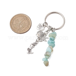 花付き合金アマゾナイト海洋テーマキーホルダー  7.7cm&nbsp;KEYC-JKC00848-02