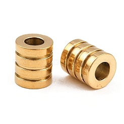 201ステンレスビーズ  溝付き柱  イオンプレーティング（ip）  18KGP本金メッキ  8x7mm  穴：3.5mm&nbsp;STAS-P437-10G