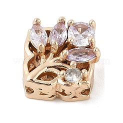 Brass Micro Pave Cubic Zirconia Beads&nbsp;KK-K297-30G