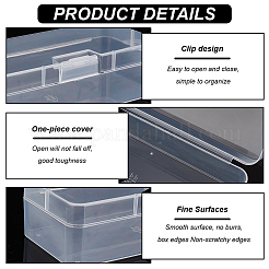 透明プラスチック収納ボックス10個  ヒンジ付き蓋付きビーズコンテナ  長方形  透明  16.5x7.54x4.7cm&nbsp;CON-BC0007-78A