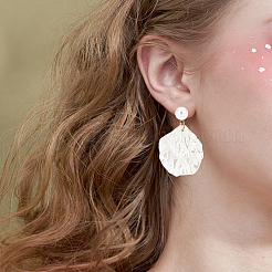 2 Pairs 2 Color Resin Shell Shape Dangle Stud Earrings with Imitation Pearl Beaded&nbsp;EJEW-AN0002-62