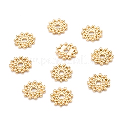 真鍮製スペーサービーズ  長持ちメッキ  ラウンド  18KGP本金メッキ  9x8.5x1mm  穴：1.6mm&nbsp;KK-K251-15G