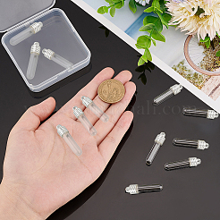12個2スタイルの透明ガラスチューブウィッシュボトルペンダント  合金キャップとゴム付き  銀  29.5~32x7mm  穴：2.1mm  6個/スタイル&nbsp;FIND-PH0017-07