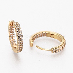 Brass Micro Pave Clear Cubic Zirconia Huggie Hoop Earrings&nbsp;EJEW-L231-38G