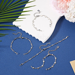 4Pcs 2 Styles 304 Stainless Steel Star & Rhombus Link Chain Bracelet Making&nbsp;AJEW-TADJ00008