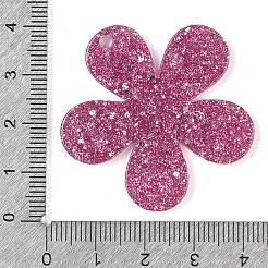 アクリルプラスチックカボション  花  暗赤色  38x39.5x2.5mm  穴：2.5mm&nbsp;OACR-R273-01A