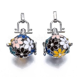 Rack Plating Brass Cage Pendants&nbsp;KK-Q402-10P-2A