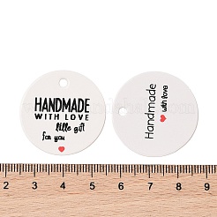 紙製の文字が印刷されたギフトタグ 100 個  ラウンド  ホワイト  3x0.04cm&nbsp;CDIS-H007-03B