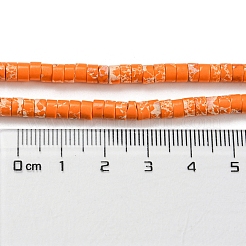 合成インペリアルジャスパー染めビーズ連売り  ディスク  ヒシビーズ  ダークオレンジ  4~4.5x2~3mm  穴：0.7mm  約140~141個/連  14.88''~15.12