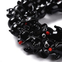 手作りランプワークビーズ  バンピー  クマ  ブラック  17~20x13~15x12~14mm  穴：1.4~1.8mm  約20個/連  13.98インチ（35.5cm）&nbsp;LAMP-F020-02
