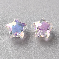 透明なアクリルビーズ  二層ビーズ  ABカラー  多面カット  スター  ライラック  10.5x11x7mm  穴：2mm  約273個/107g&nbsp;LS-TACR-S152-01B-SS2114