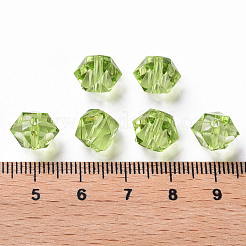 透明なアクリルビーズ  多面カット  ポリゴン  黄緑  8x10x9mm  穴：1.6mm  約1300個/500g&nbsp;TACR-S154-15B-83